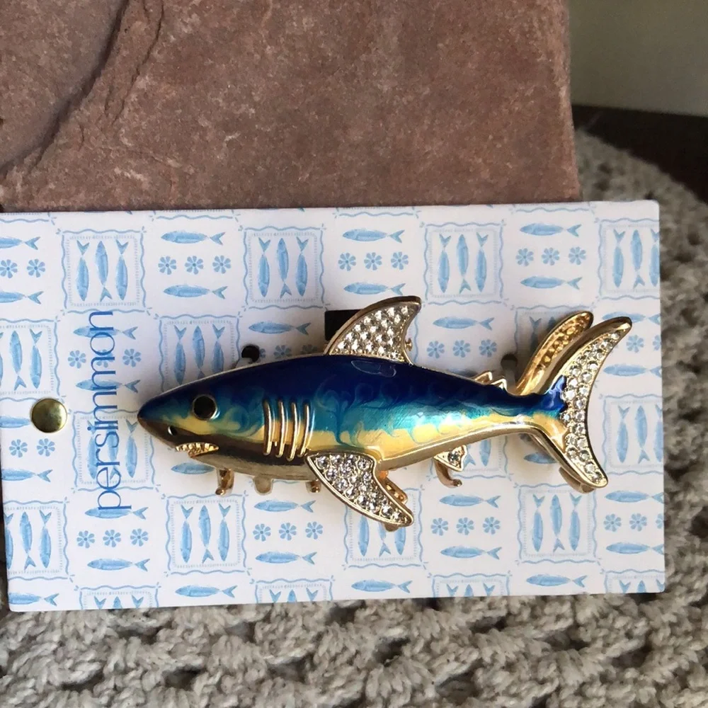 Persimmon Blue and Gold Shark Hair Claw Clip